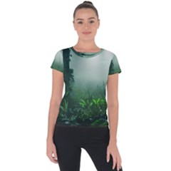 Swamp Forest Trees Background Nature Eerie Short Sleeve Sports Top  by danenraven