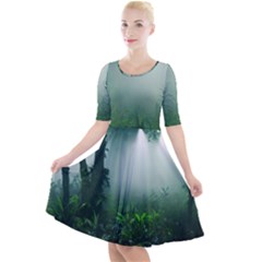 Swamp Forest Trees Background Nature Eerie Quarter Sleeve A-line Dress by danenraven