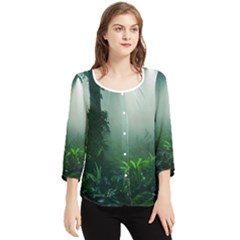 Swamp Forest Trees Background Nature Eerie Chiffon Quarter Sleeve Blouse by danenraven