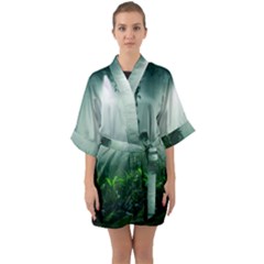 Swamp Forest Trees Background Nature Eerie Half Sleeve Satin Kimono  by danenraven