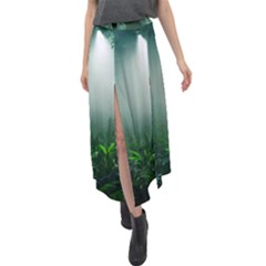 Swamp Forest Trees Background Nature Eerie Velour Split Maxi Skirt by danenraven