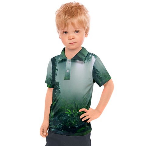 Swamp Forest Trees Background Nature Eerie Kids  Polo Tee by danenraven