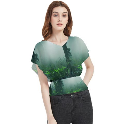 Swamp Forest Trees Background Nature Eerie Butterfly Chiffon Blouse by danenraven