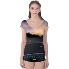 Beach Volcano Ocean Sunset Sunrise Iceland Boyleg Leotard 