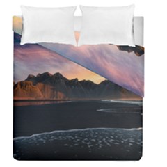 Beach Volcano Ocean Sunset Sunrise Iceland Duvet Cover Double Side (queen Size) by danenraven