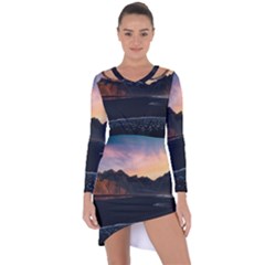 Beach Volcano Ocean Sunset Sunrise Iceland Asymmetric Cut-out Shift Dress by danenraven