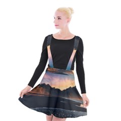 Beach Volcano Ocean Sunset Sunrise Iceland Suspender Skater Skirt by danenraven