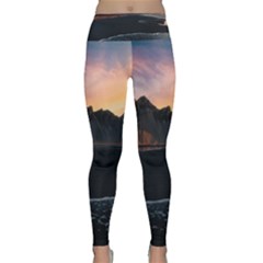 Beach Volcano Ocean Sunset Sunrise Iceland Lightweight Velour Classic Yoga Leggings by danenraven