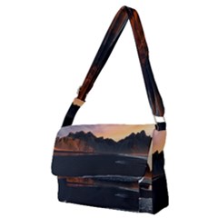 Beach Volcano Ocean Sunset Sunrise Iceland Full Print Messenger Bag (m) by danenraven