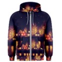 Night Houses River Bokeh Leaves Fall Autumn Men s Zipper Hoodie View1