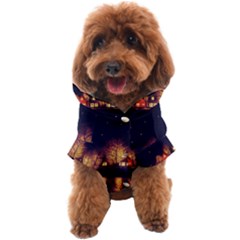 Night Houses River Bokeh Leaves Fall Autumn Dog Coat by danenraven