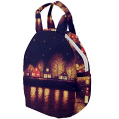 Night Houses River Bokeh Leaves Fall Autumn Travel Backpacks by danenraven