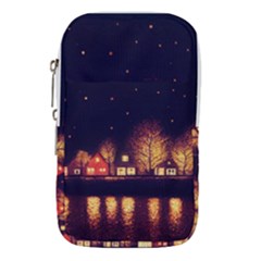 Night Houses River Bokeh Leaves Fall Autumn Waist Pouch (large) by danenraven