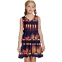 Night Houses River Bokeh Leaves Fall Autumn Kids  Sleeveless Tiered Mini Dress View1