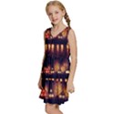 Night Houses River Bokeh Leaves Fall Autumn Kids  Sleeveless Tiered Mini Dress View2