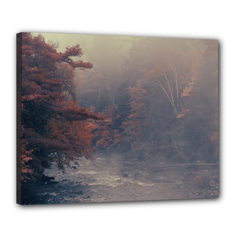 Morning River Forest Autumn Misty Morning Stream Canvas 20  X 16  (stretched) by danenraven