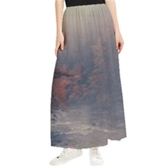 Morning River Forest Autumn Misty Morning Stream Maxi Chiffon Skirt by danenraven