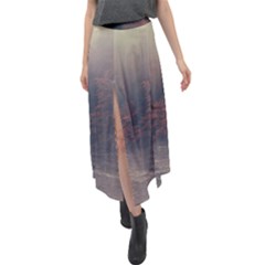 Morning River Forest Autumn Misty Morning Stream Velour Split Maxi Skirt by danenraven