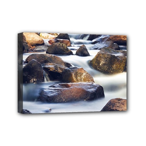 River Nature Stream Brook Water Rocks Landscape Mini Canvas 7  X 5  (stretched) by danenraven