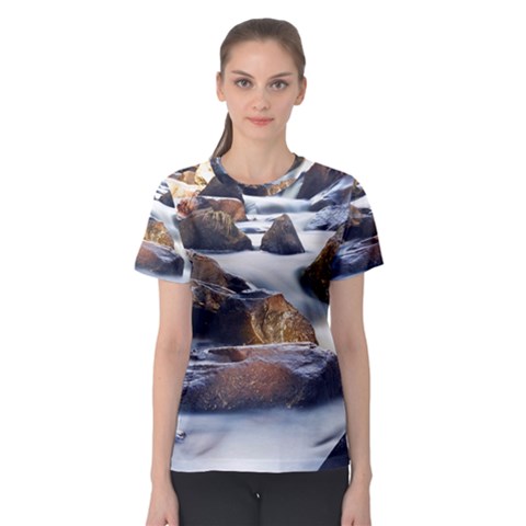 River Nature Stream Brook Water Rocks Landscape Women s Sport Mesh Tee by danenraven