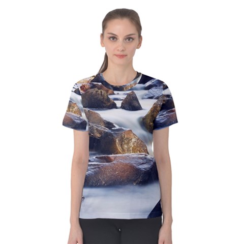 River Nature Stream Brook Water Rocks Landscape Women s Cotton Tee by danenraven