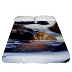 River Nature Stream Brook Water Rocks Landscape Fitted Sheet (queen Size) by danenraven