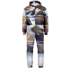 River Nature Stream Brook Water Rocks Landscape Hooded Jumpsuit (men) by danenraven