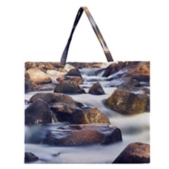 River Nature Stream Brook Water Rocks Landscape Zipper Large Tote Bag by danenraven