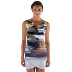 River Nature Stream Brook Water Rocks Landscape Wrap Front Bodycon Dress by danenraven