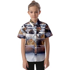 River Nature Stream Brook Water Rocks Landscape Kids  Short Sleeve Shirt by danenraven