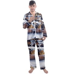 River Nature Stream Brook Water Rocks Landscape Men s Long Sleeve Satin Pajamas Set by danenraven