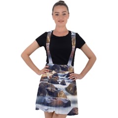 River Nature Stream Brook Water Rocks Landscape Velvet Suspender Skater Skirt by danenraven