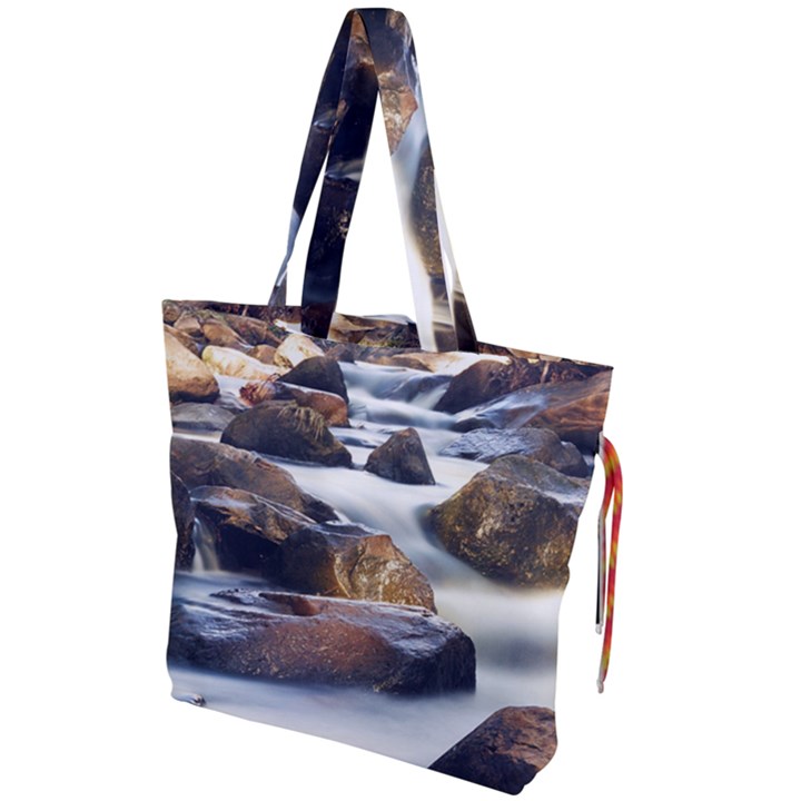 River Nature Stream Brook Water Rocks Landscape Drawstring Tote Bag