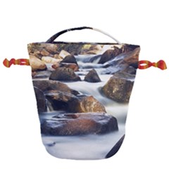 River Nature Stream Brook Water Rocks Landscape Drawstring Bucket Bag by danenraven