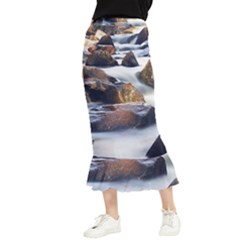 River Nature Stream Brook Water Rocks Landscape Maxi Fishtail Chiffon Skirt by danenraven