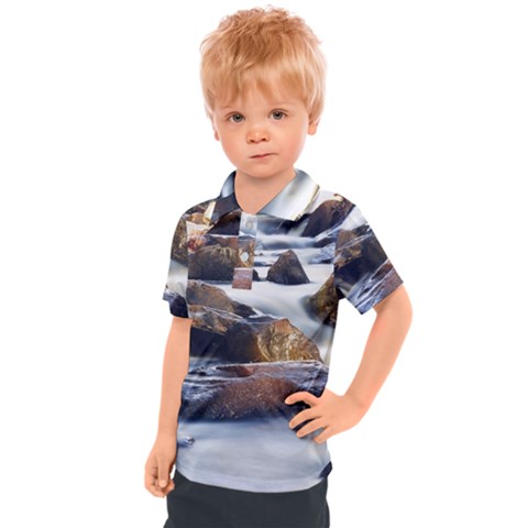 River Nature Stream Brook Water Rocks Landscape Kids  Polo Tee by danenraven