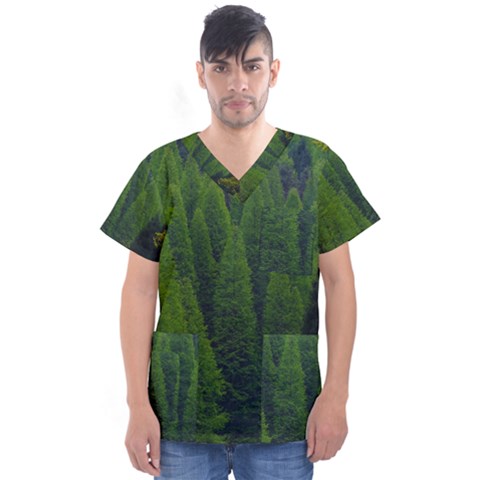 Forest Scenery Nature Trees Woods Men s V-neck Scrub Top by danenraven