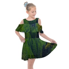 Forest Scenery Nature Trees Woods Kids  Shoulder Cutout Chiffon Dress by danenraven