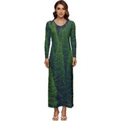 Forest Scenery Nature Trees Woods Long Sleeve Velour Longline Maxi Dress by danenraven