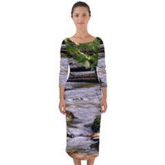 Bach Water Landscape Nature Forest Summer Sun Quarter Sleeve Midi Bodycon Dress by danenraven