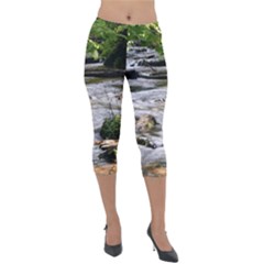 Bach Water Landscape Nature Forest Summer Sun Lightweight Velour Capri Leggings  by danenraven