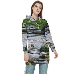 Bach Water Landscape Nature Forest Summer Sun Women s Long Oversized Pullover Hoodie by danenraven