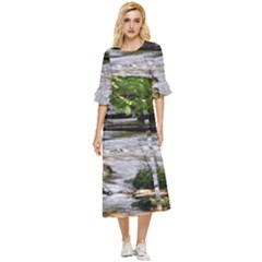 Bach Water Landscape Nature Forest Summer Sun Double Cuff Midi Dress by danenraven