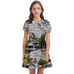 Bach Water Landscape Nature Forest Summer Sun Kids  Bow Tie Puff Sleeve Dress by danenraven