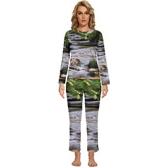 Bach Water Landscape Nature Forest Summer Sun Womens  Long Sleeve Lightweight Pajamas Set