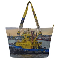 Tugboat Sailing At River, Montevideo, Uruguay Full Print Shoulder Bag