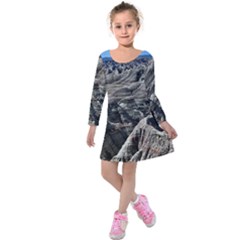 Badlands National Park Nature South Dakota Geology Kids  Long Sleeve Velvet Dress by danenraven