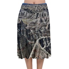 Badlands National Park Nature South Dakota Geology Velvet Flared Midi Skirt by danenraven