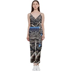 Badlands National Park Nature South Dakota Geology V-neck Spaghetti Strap Tie Front Jumpsuit