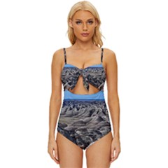 Badlands National Park Nature South Dakota Geology Knot Front One-piece Swimsuit by danenraven